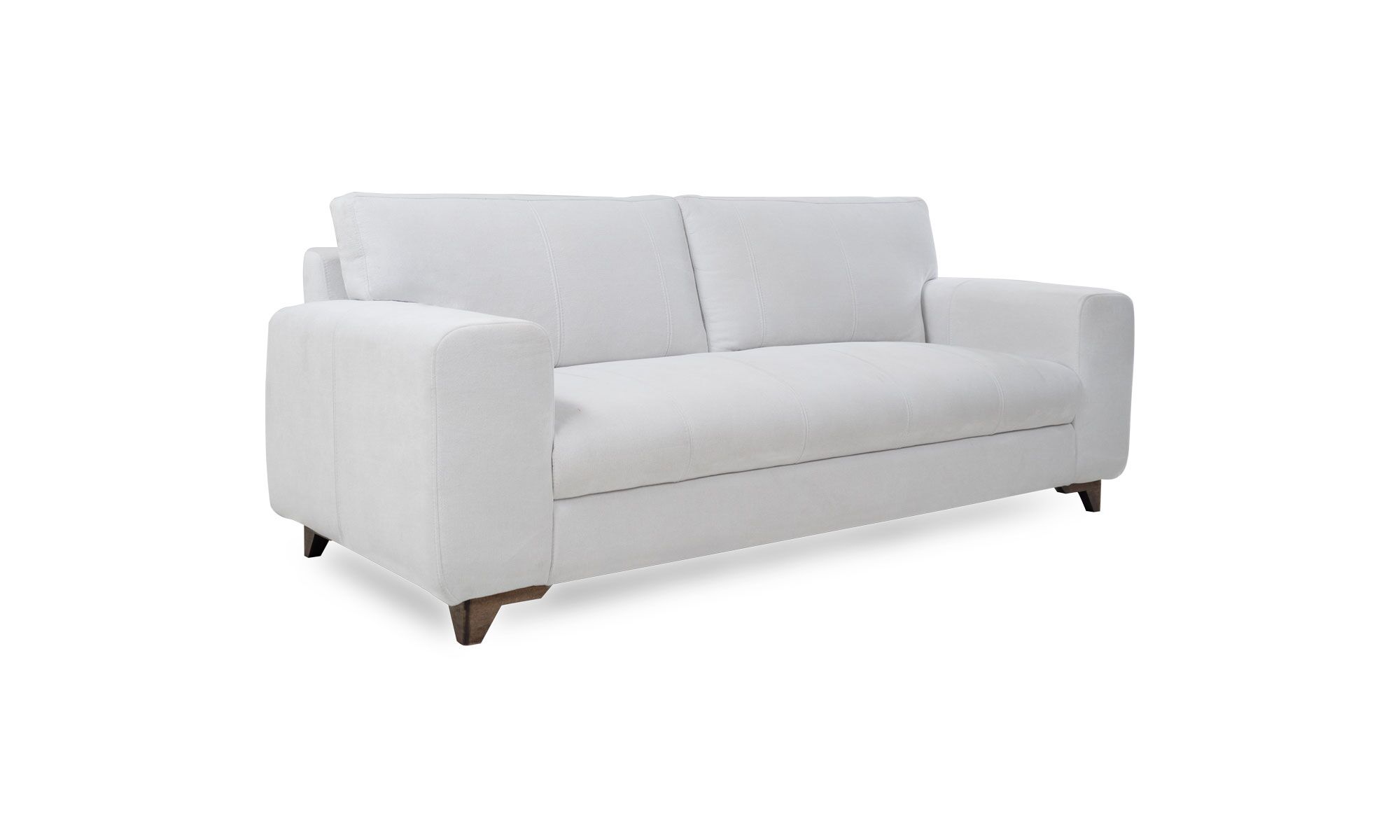 3,4 venetto Vista diagonal del Sofá Venetto de la marca Aristas. Presenta un diseño moderno con cojines amplios y respaldo bajo, tapizado en tela de acabado liso.