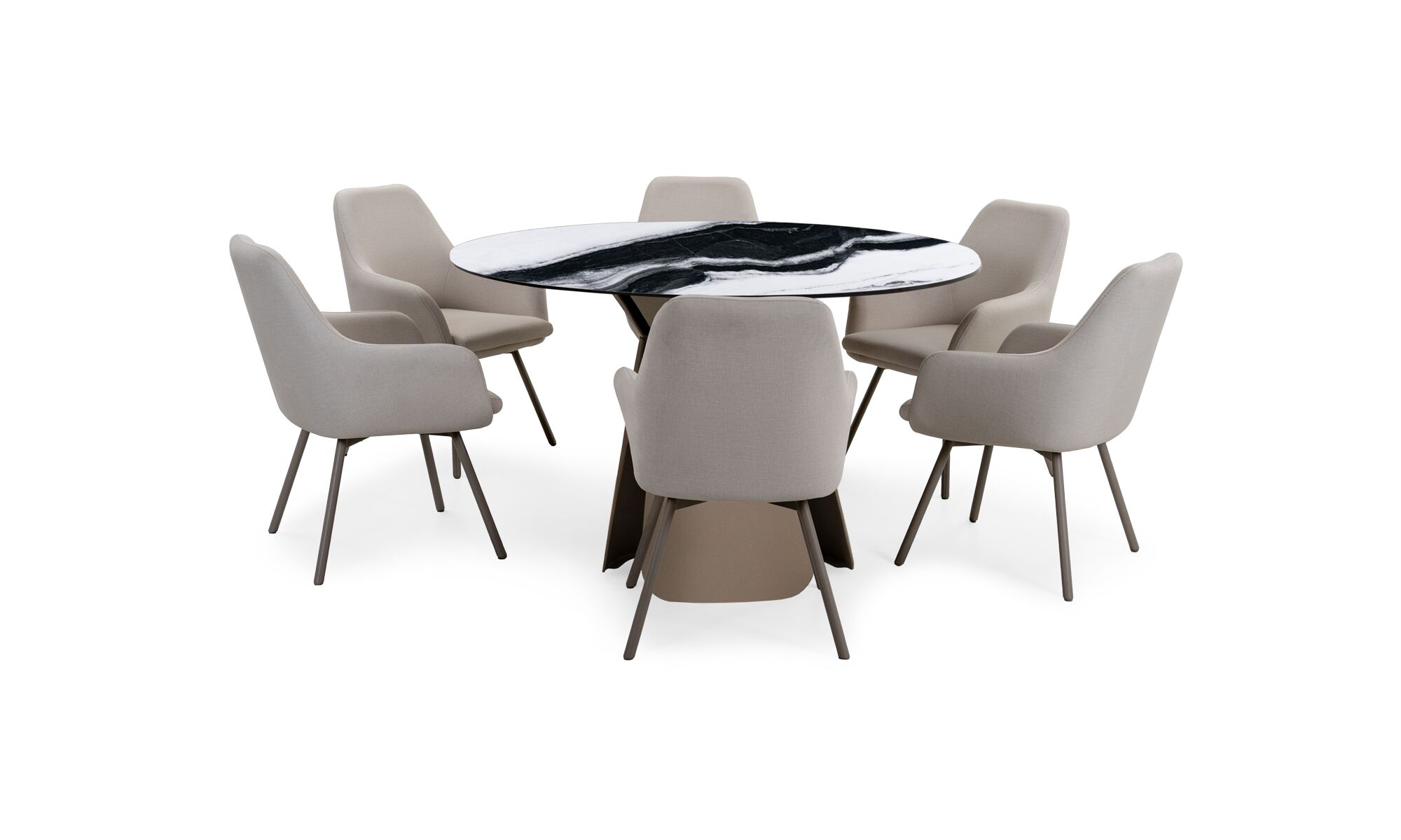 comedor_bilbao_sinterizado_panda_6_sillas_turin_pata_taupe_