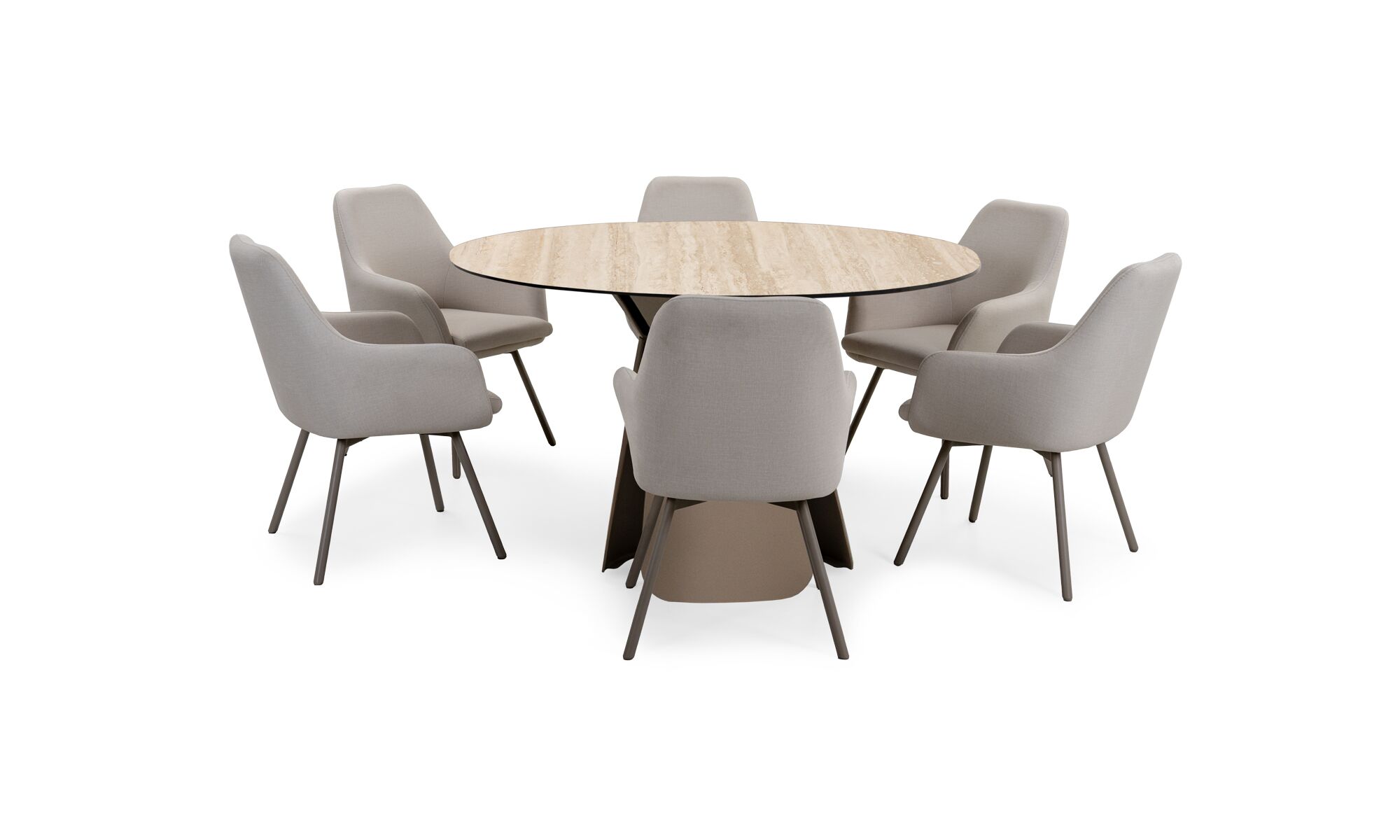 comedor_bilbao_sinterizado_traventino_6_sillas_turin_pata_taupe_