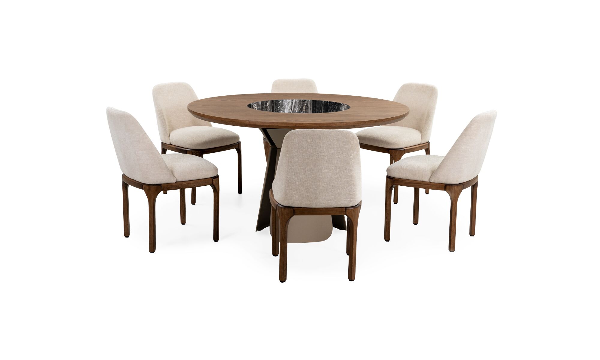 mesa _comedor_milano_giratoria_sinterizada_darkgrey_base _Bilbao_6_sillas_lisboa_