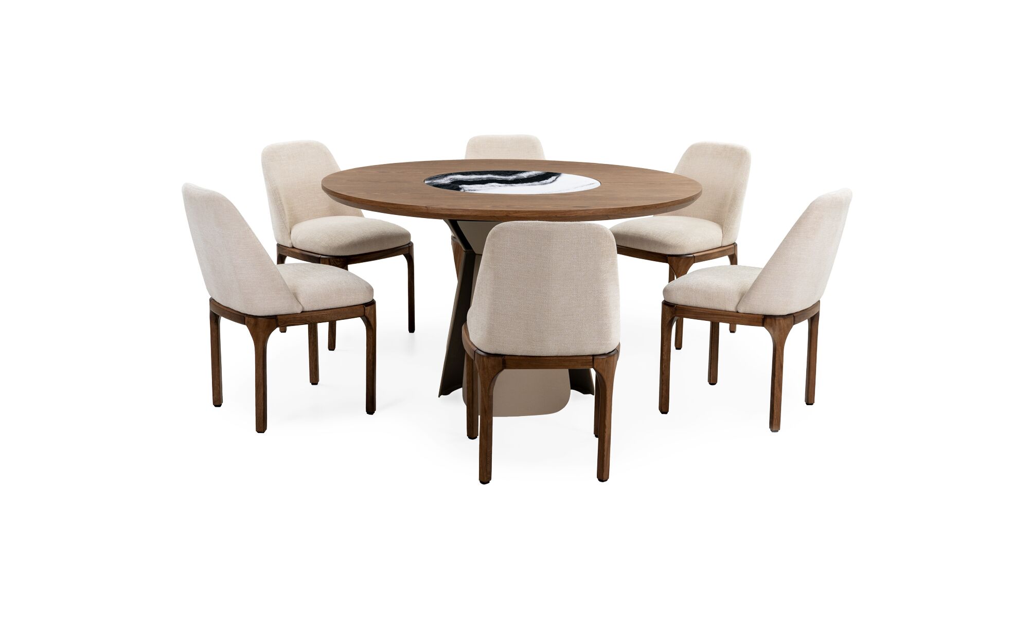 mesa _comedor_milano_giratoria_sinterizada_pandawhite_base _Bilbao_6_sillas_lisboa_