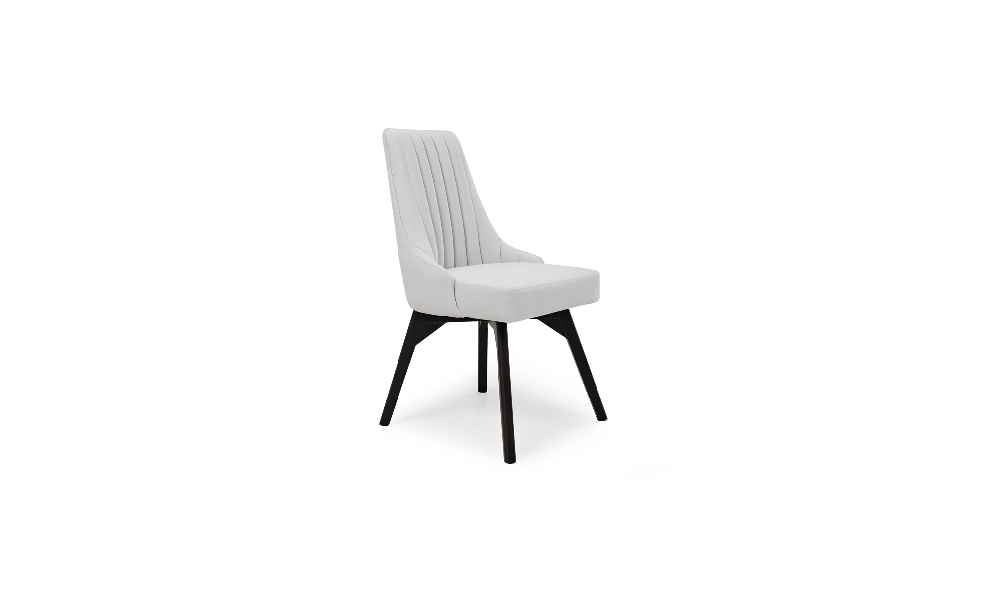 3,4 FLORENCIA Silla Comedor Florencia P/N de la marca Aristas vista diagonal. Un diseño elegante con un respaldo alto y recto; patas delgadas, ligeramente inclinadas y un asiento acolchado.