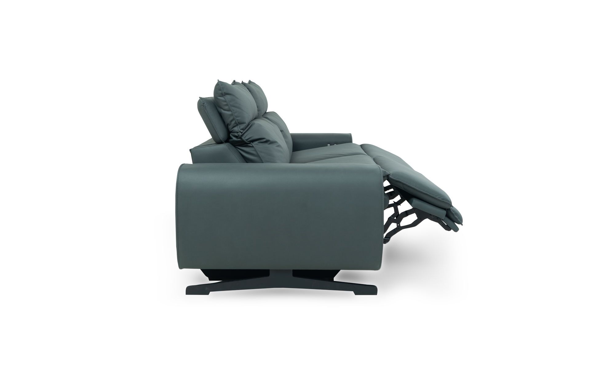 lado VIENA Vista lateral del Sofá Reclinable Viena de la marca Aristas. Un diseño elegante, con cojines acolchados y un mecanismo reclinable.