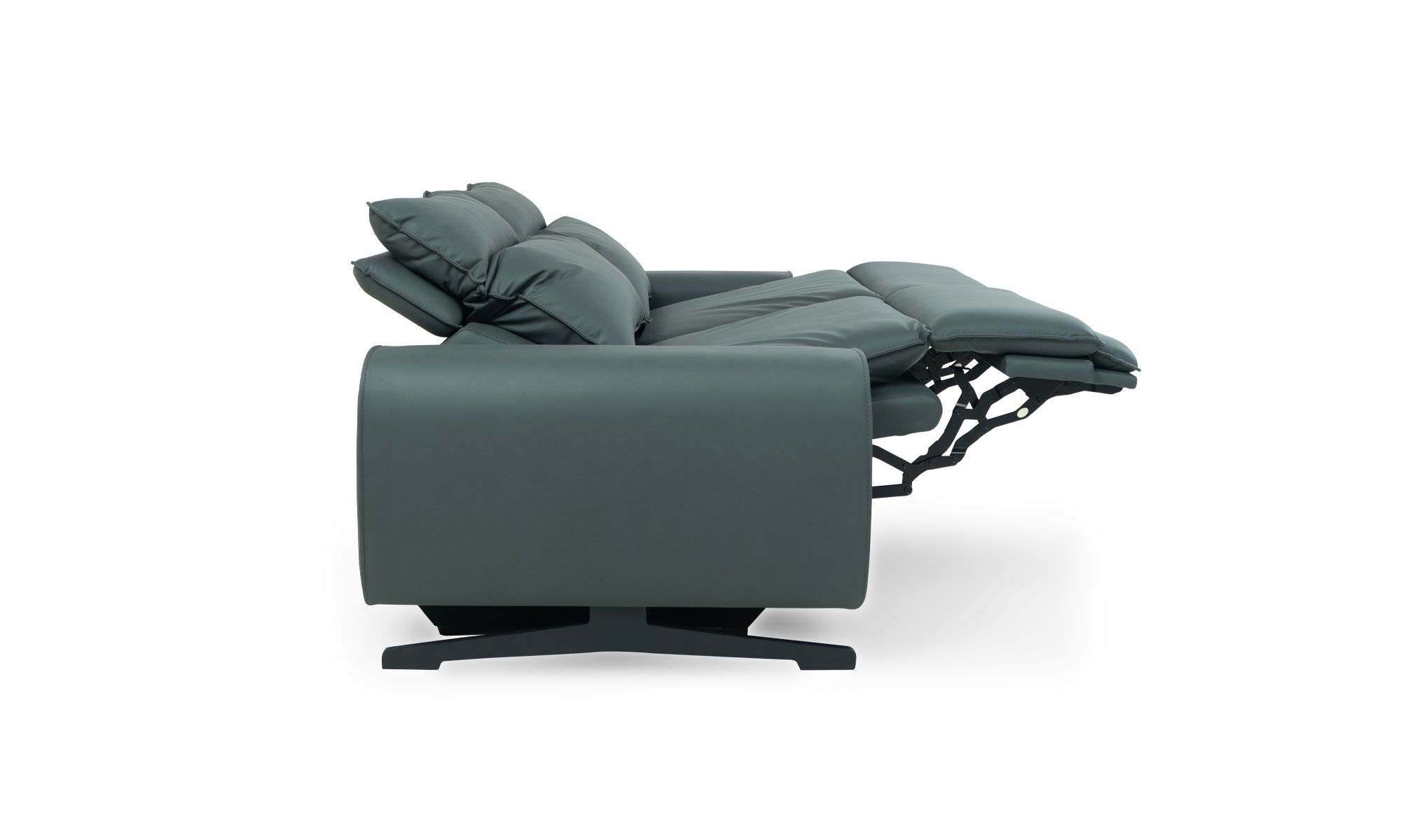 lado-levantado VIENA Vista lateral del Sofá Reclinable Viena de la marca Aristas. Un diseño moderno y elegante, que presenta un mecanismo reclinable y un acabado en tela suave.