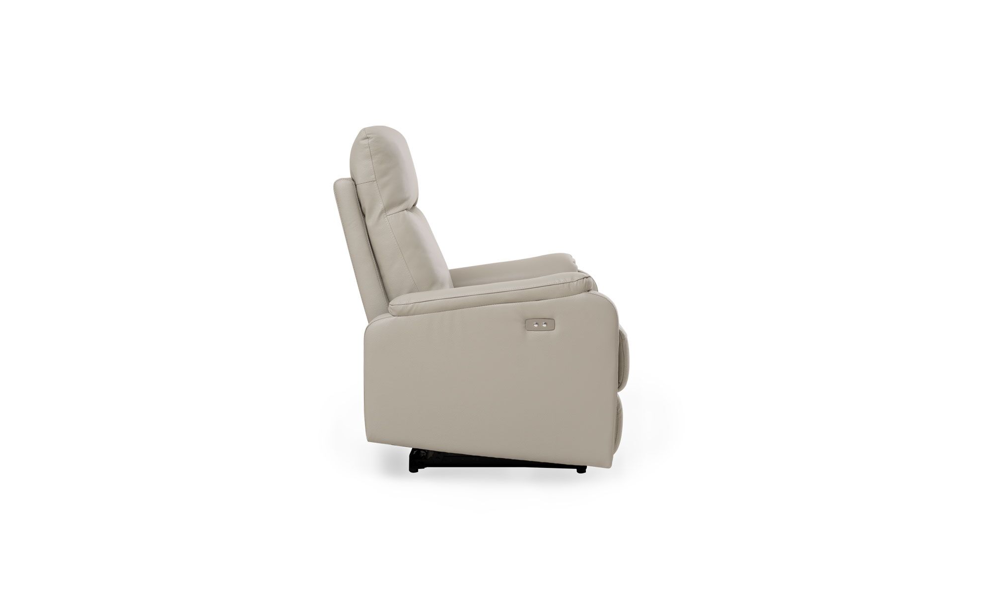 lado Vista lateral de la Poltrona Reclinable Eléctrica Yb737 Cuero Imp de Aristas. Un diseño ergonómico y moderno, con un asiento y respaldo acolchados y reclinables.