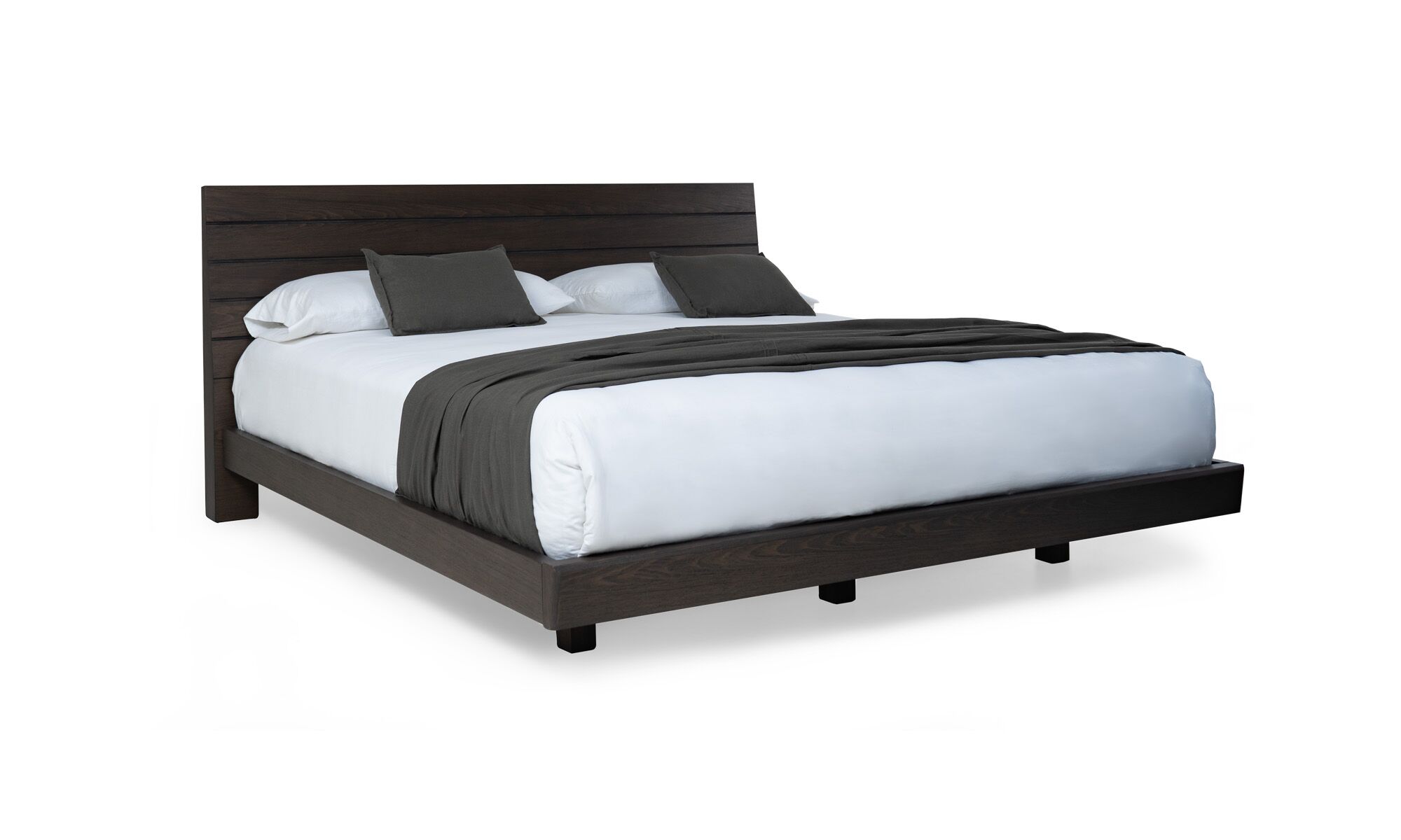 3,4 new verona Vista diagonal de la Cama New Verona Ares Chaflán de la marca Aristas. Un diseño elegante y contemporáneo en roble europeo, con un cabecero amplio y una estructura sólida de líneas rectas.