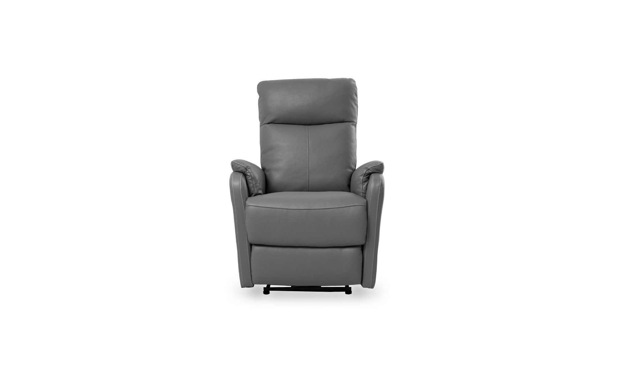 Plantilla-poltronas-1 Vista frontal de la Poltrona Reclinable Eléctrica Yb737 en cuero, de Aristas. Esta poltrona reclinable eléctrica, presenta un diseño ergonómico y contemporáneo, con reposabrazos amplios y un respaldo alto y acolchado.