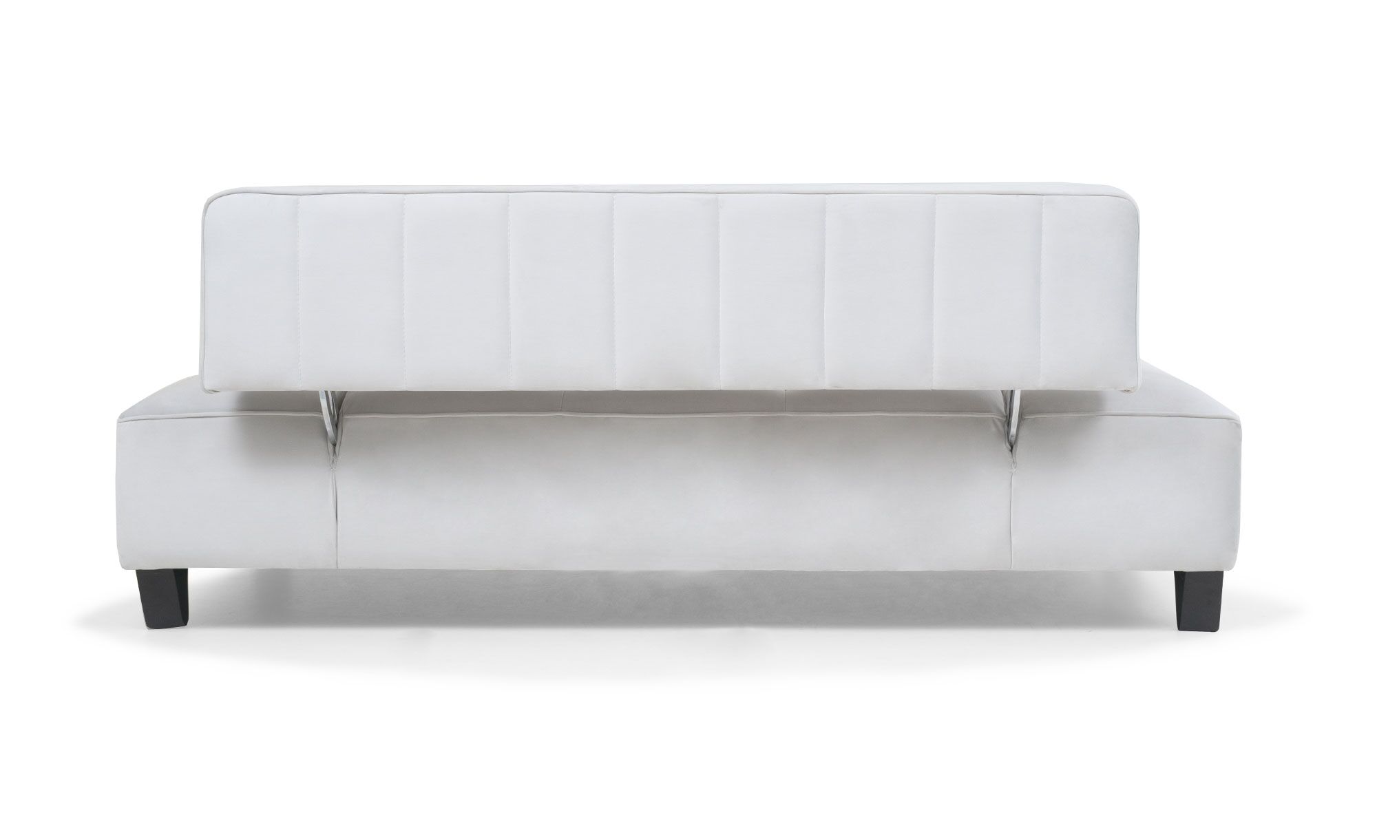 sofa-cama-parte-trasera Sofá Cama Boston de la marca Aristas visto en perspectiva posterior. Un diseño funcional de líneas rectas, con un asiento y respaldo acolchados.