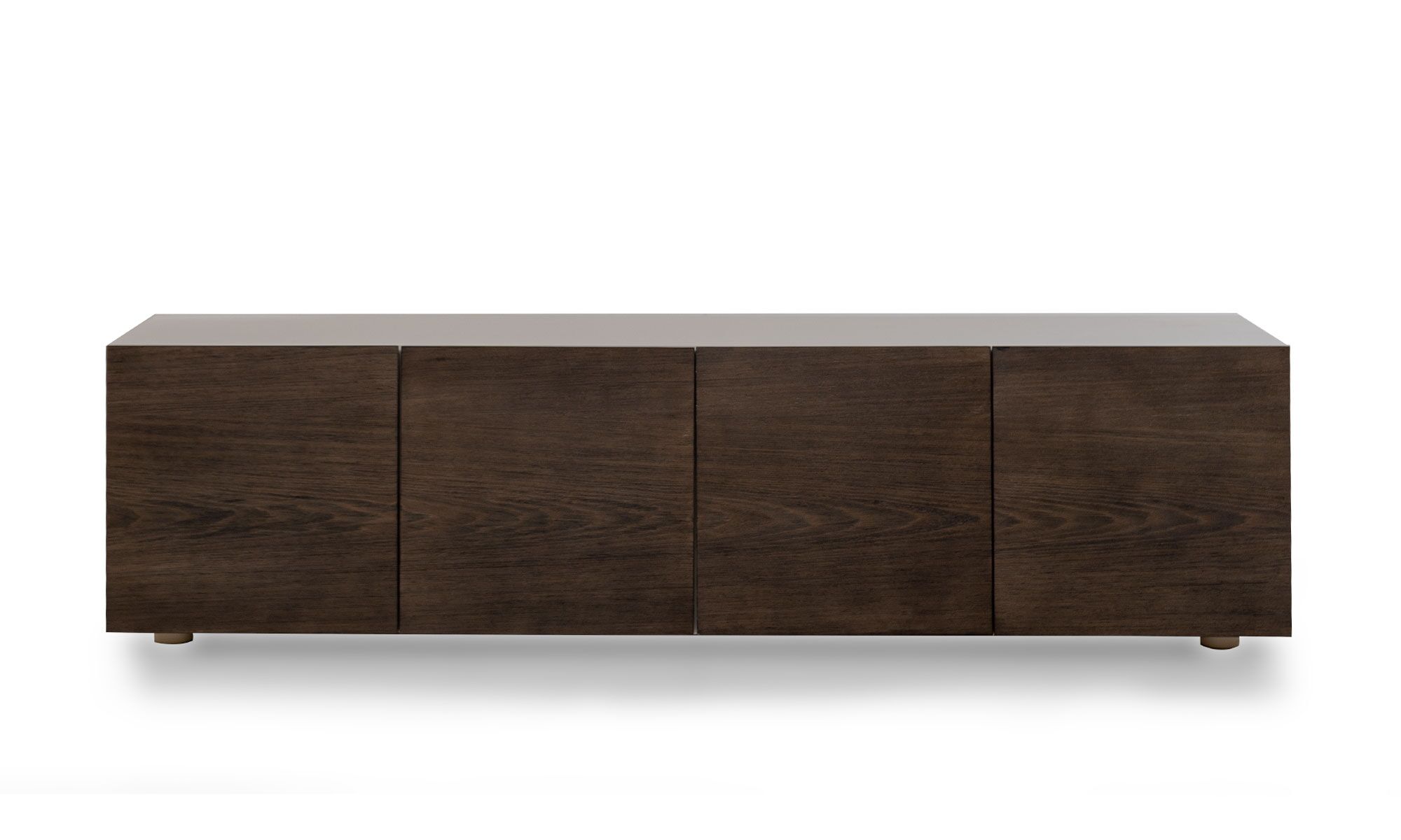 frente PARSON Vista frontal del aparador Parson con puertas en roble 160 de la marca Aristas. Presenta un diseƱo minimalista en roble europeo de color Gris Niebla, con puertas en madera color Chocolate.