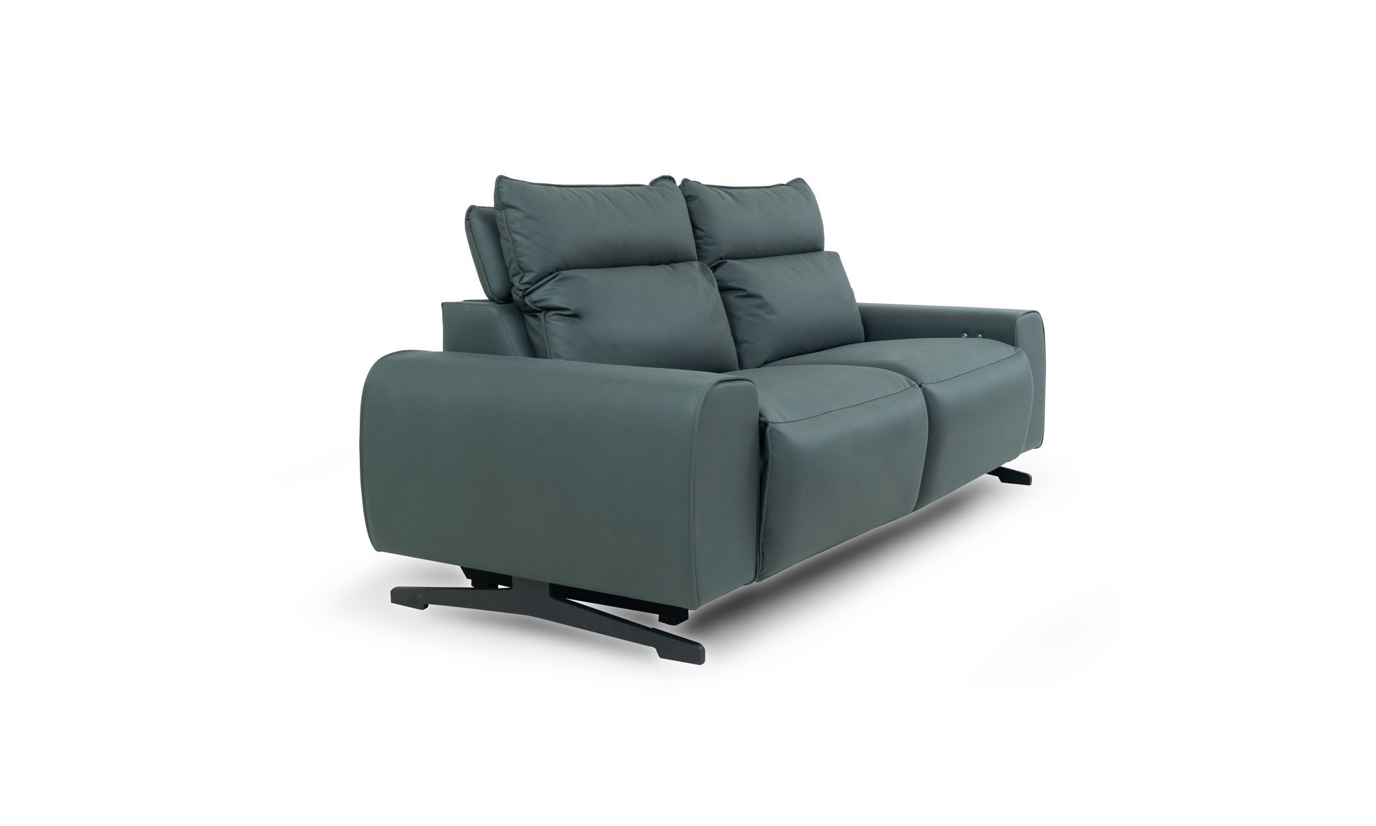 3,4-cerrado VIENA Vista diagonal del Sofá Reclinable Viena de la marca Aristas. Un diseño elegante, con respaldos altos y ajustables, asientos acolchados y un acabado en el color Nobuck Marino.