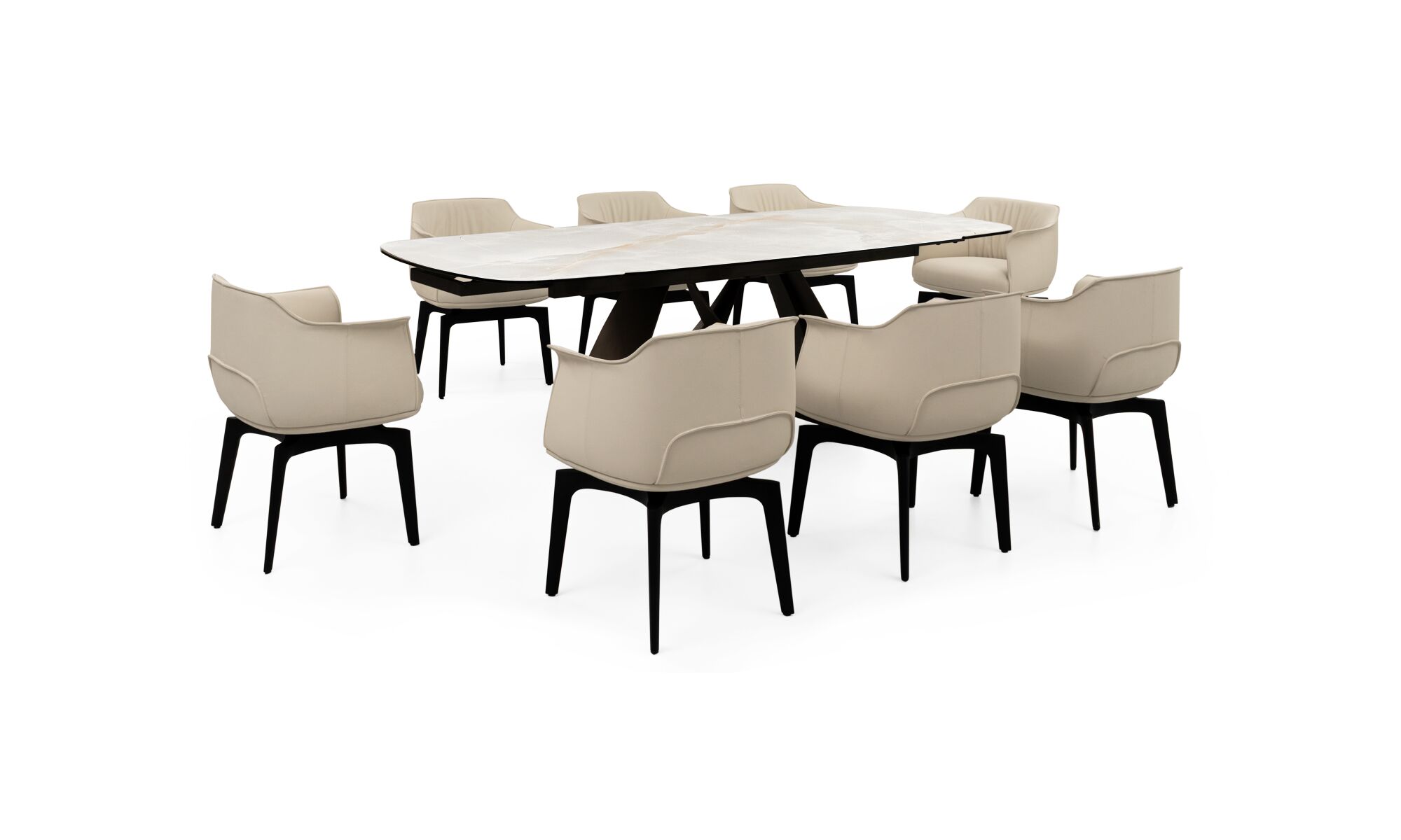 mesa_comedor_cuarzo_sinterizada_8sillas_gabana_beige_trescuartos