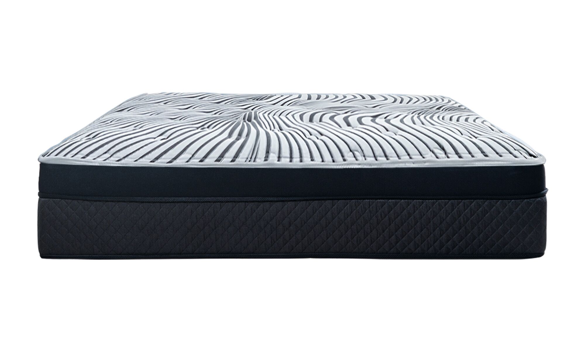mantra lateral Colchón Mantra de la marca Sauter, visto en lateral, con diseño moderno, incluye sistema de alta tecnología Mini Pocket Spring en tela cebra