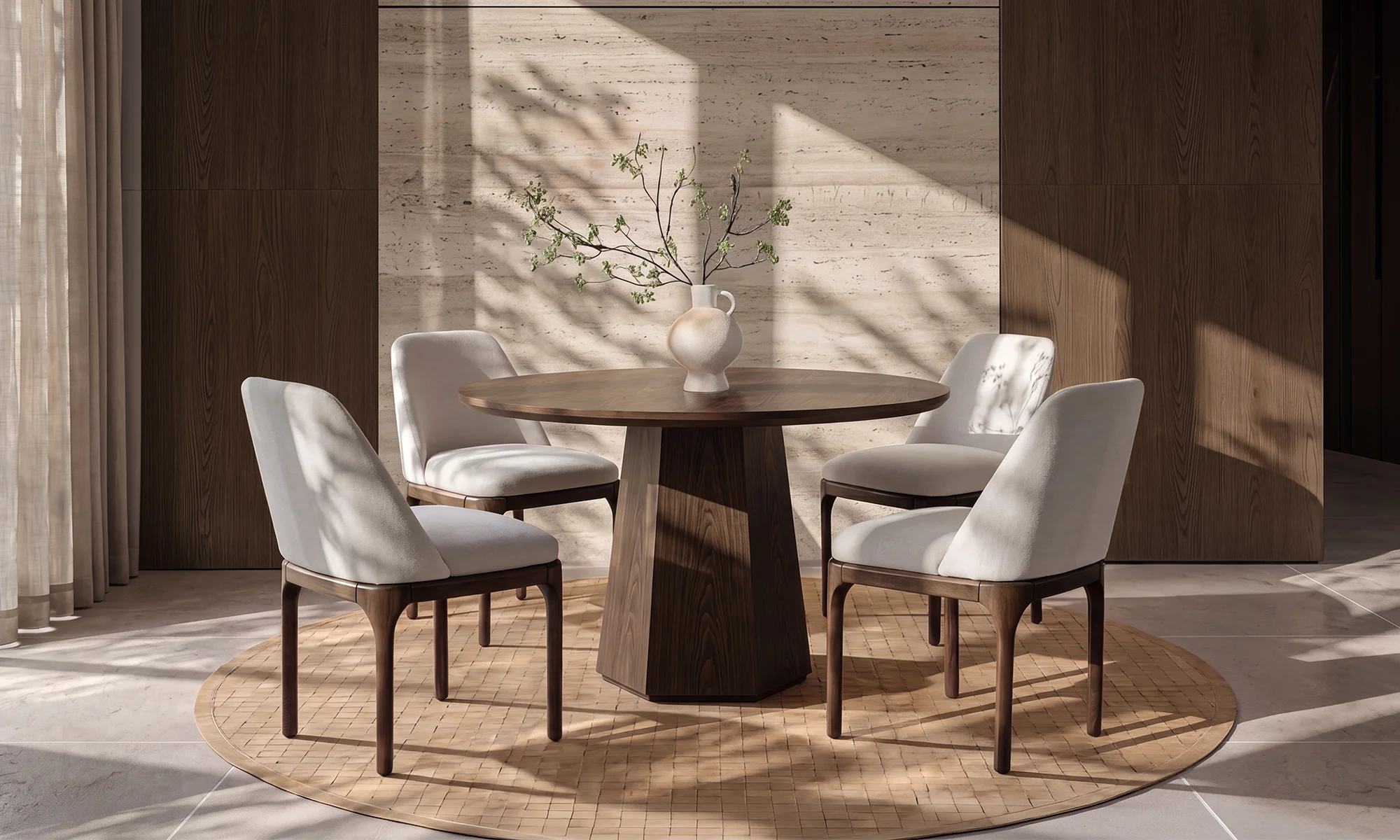 Mesa Comedor Milano Redonda + 4 Sillas Lisboa - 02