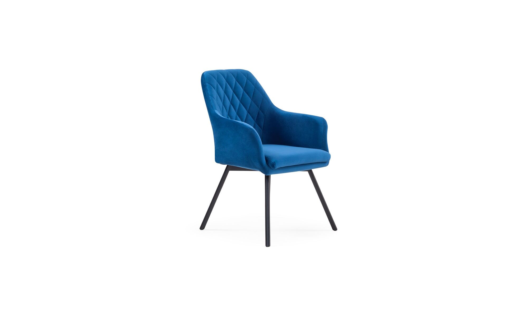 2-Silla-Comedor-Odense-P_N Silla Comedor Odense P/N de la marca Aristas vista diagonal. Un diseño elegante en el color de tela Dickens Azul Profundo, con un respaldo alto y ligeramanete curvado.